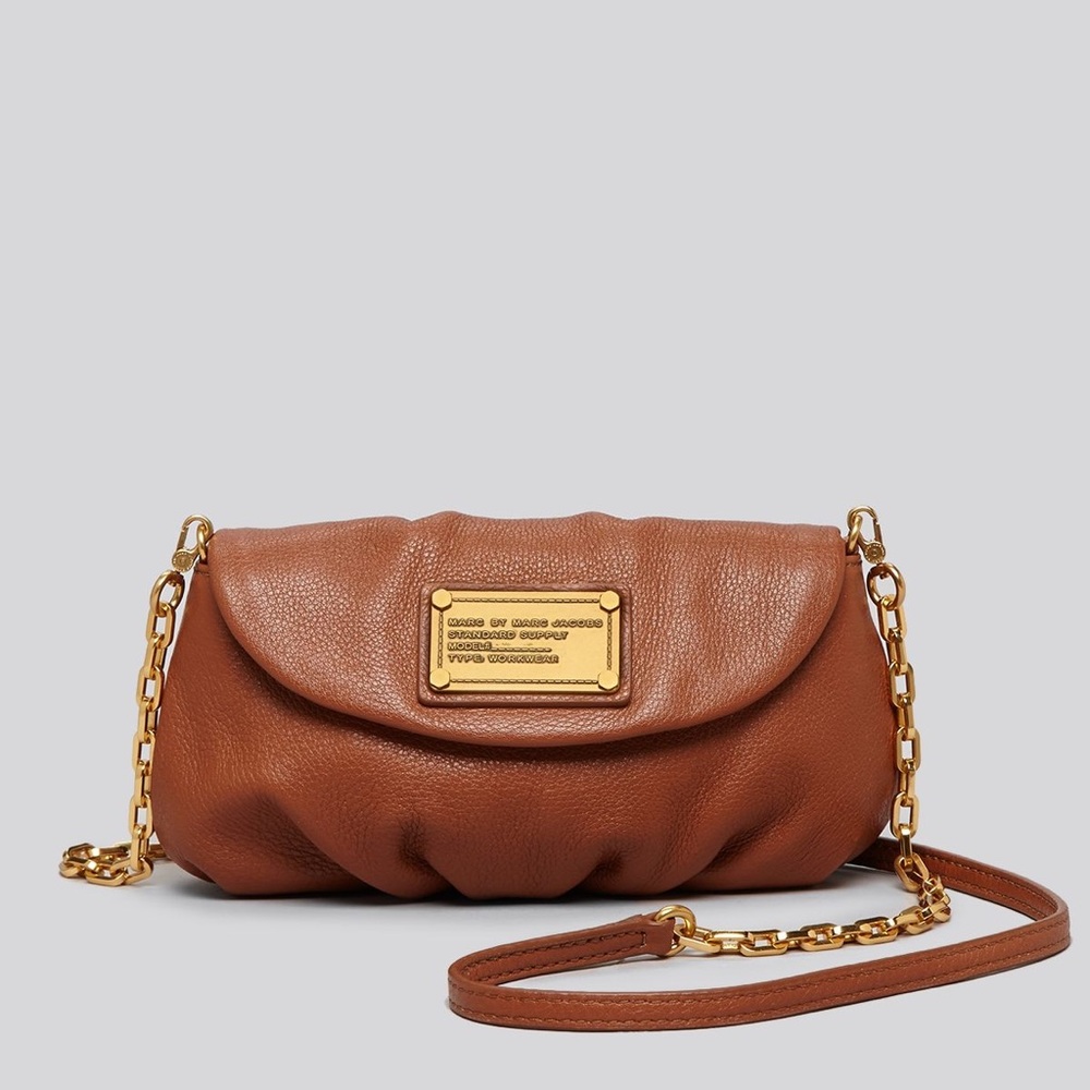 Brown Leather Classic Q Karlie Crossbody Flap Bag